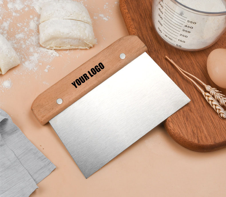 Stainless Steel Bench Scraper with Wood Handle