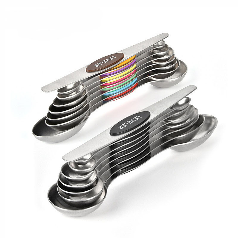 Double Ended Magnetic Stainless Steel Measuring Spoon Set 9Pcs