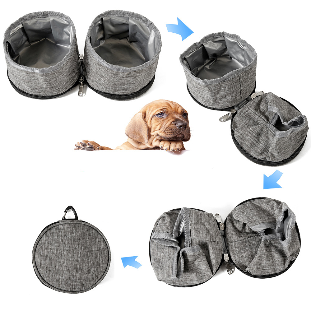 Foldable Dual Pet Food/Water Bowl