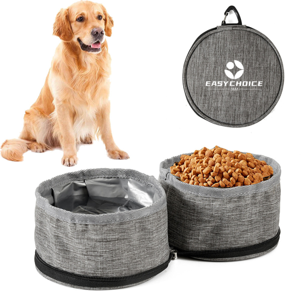 Foldable Dual Pet Food/Water Bowl