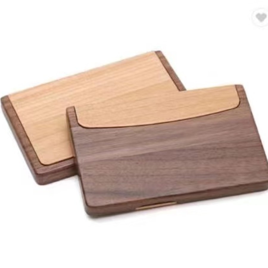 Wooden Flip-top Business Card Holder