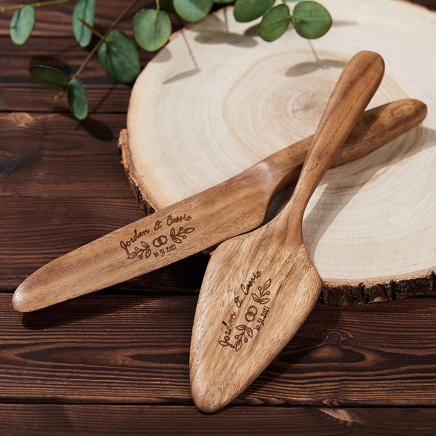 2 Piece Wood Cake&Pizza Cut Spatula Set