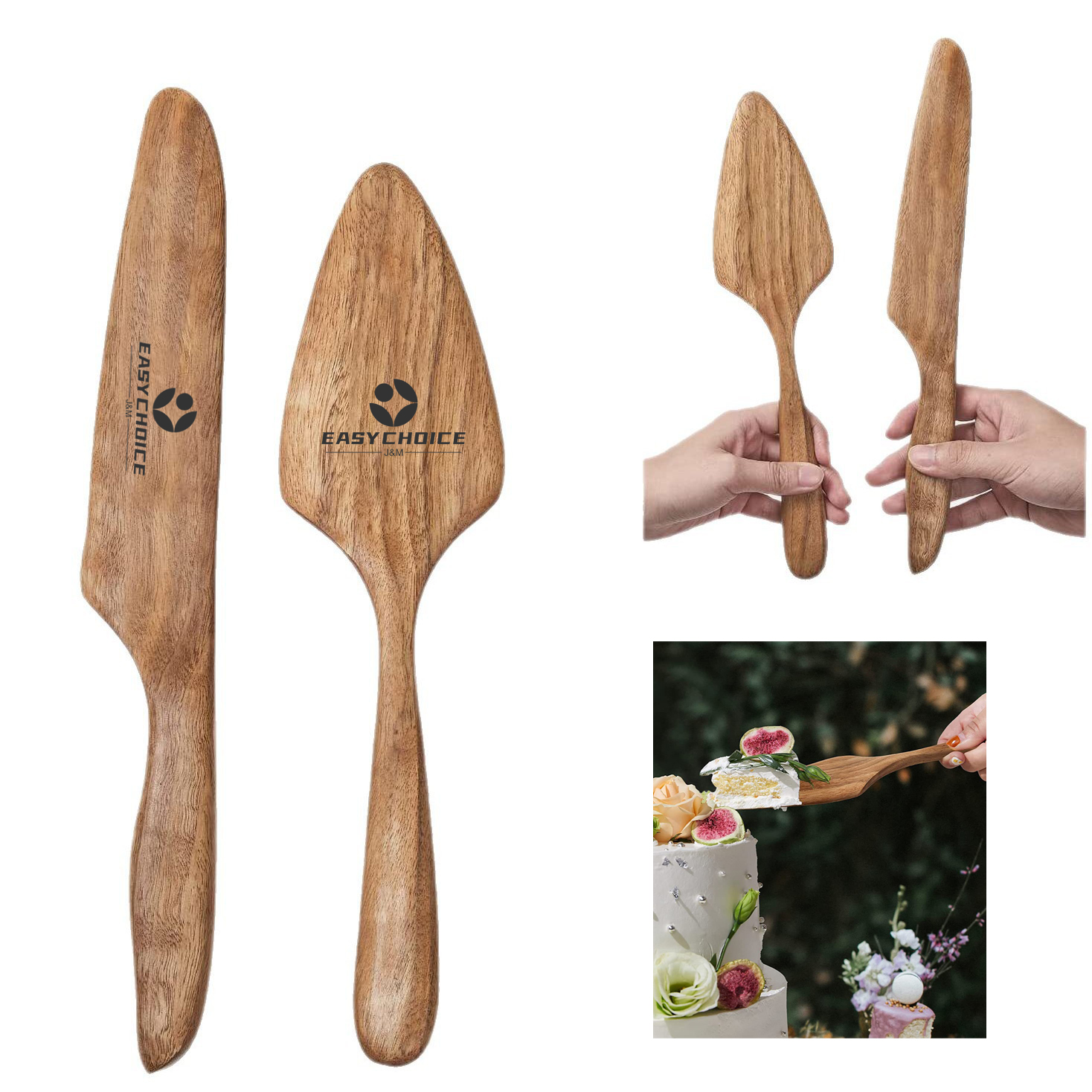 2 Piece Wood Cake&Pizza Cut Spatula Set