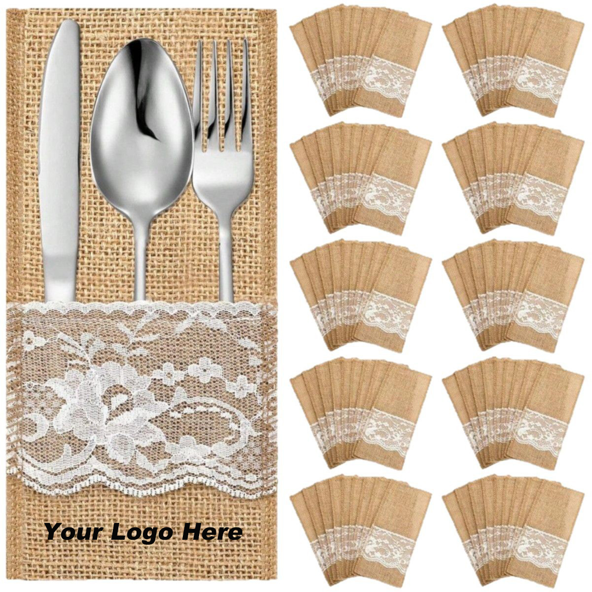 Holiday/Wedding Burlap Cutlery Bag