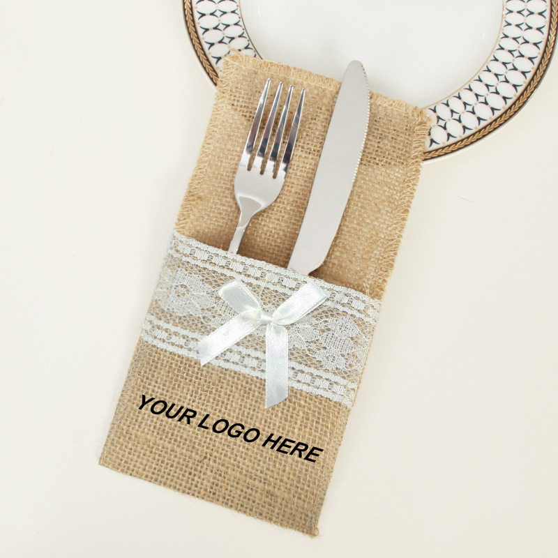 Holiday/Wedding Burlap Cutlery Bag