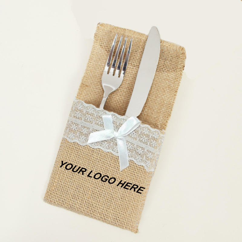 Holiday/Wedding Burlap Cutlery Bag