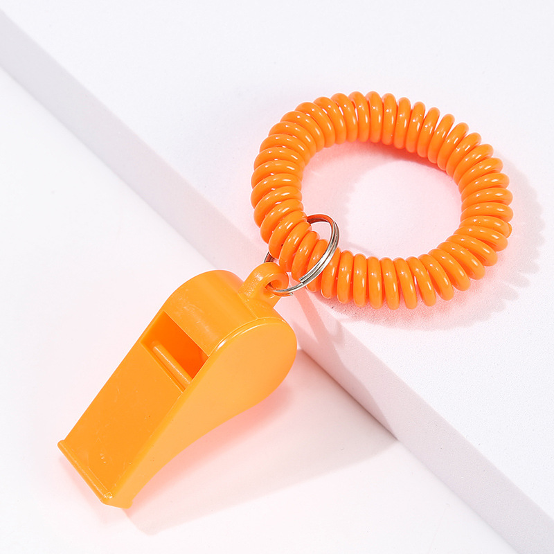 Plastic Whistle with Spring Rope Ring