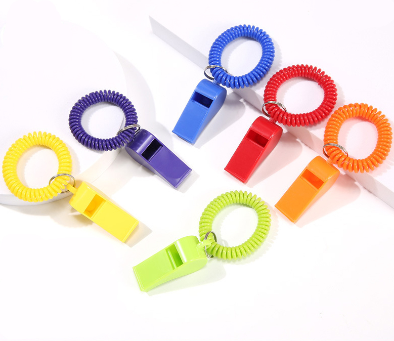 Plastic Whistle with Spring Rope Ring