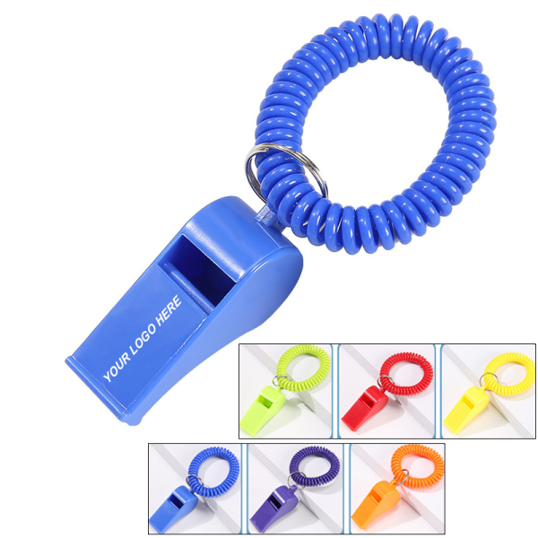 Plastic Whistle with Spring Rope Ring