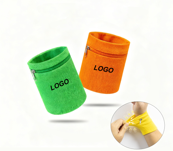 Sports Wristband with Zippered Pocket