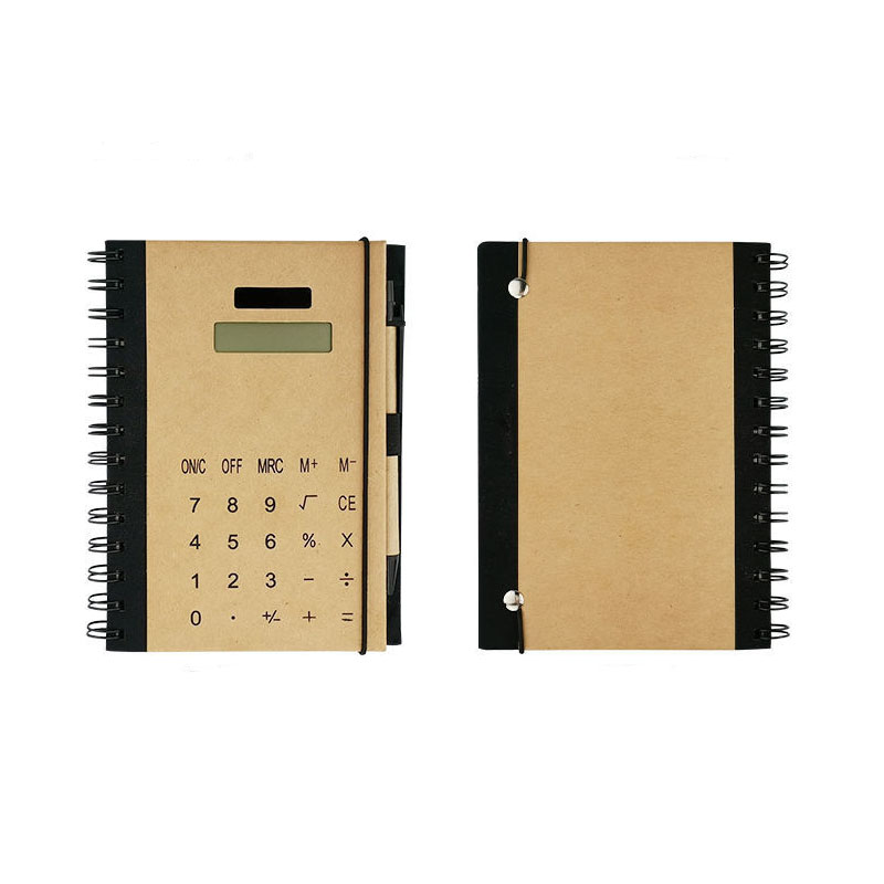Kraft Notebook w/Solar Calculator&Pen