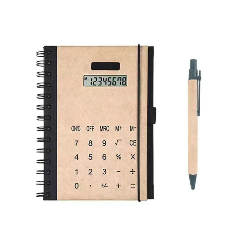 Kraft Notebook w/Solar Calculator&Pen