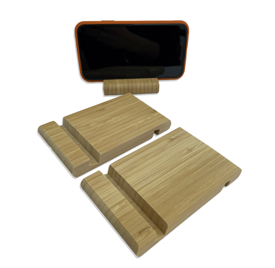 Bamboo Dual-Slot Phone Stand