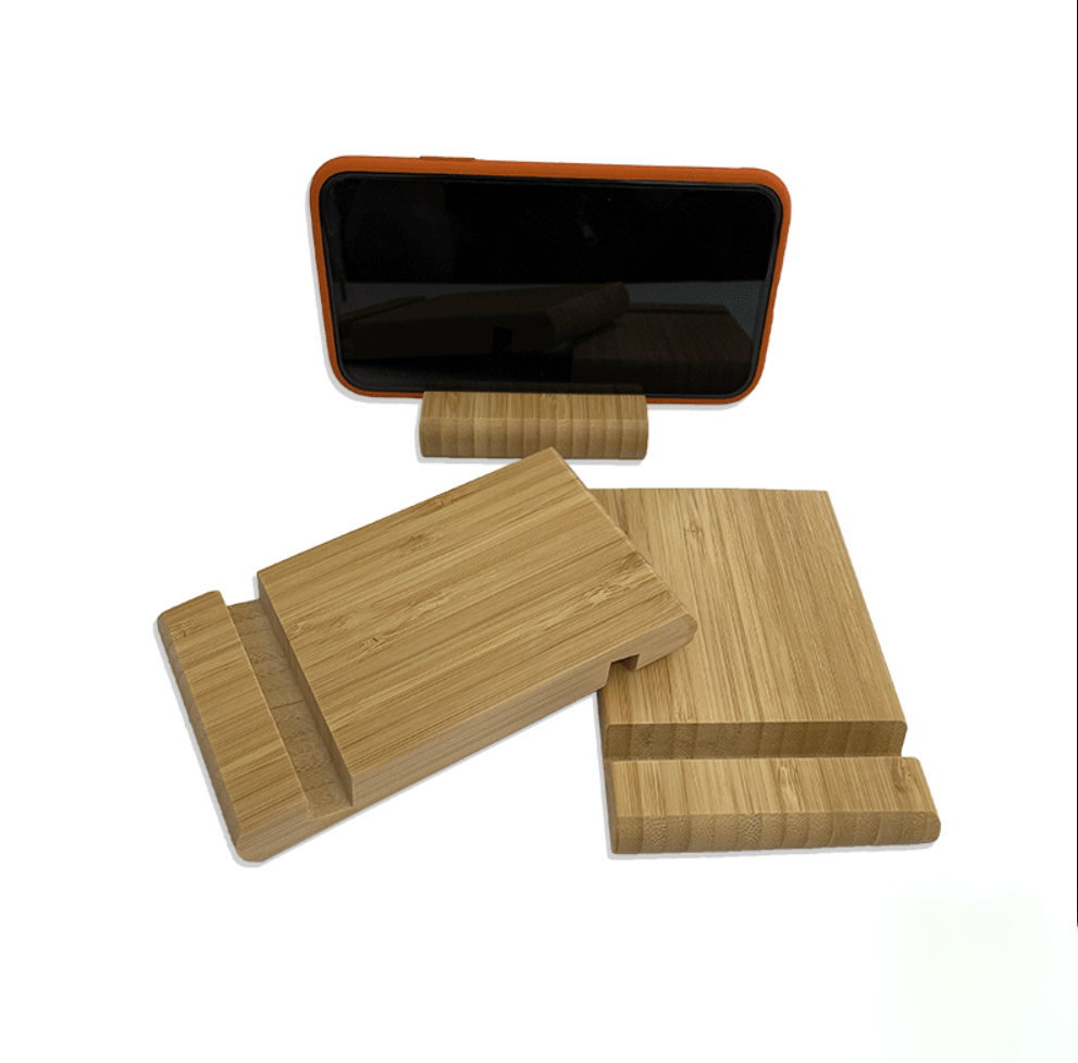 Bamboo Dual-Slot Phone Stand