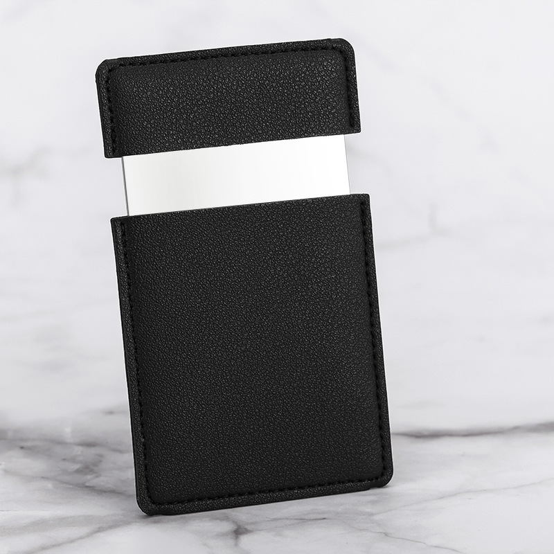 Stainless Steel Mirror w/Leather Cover