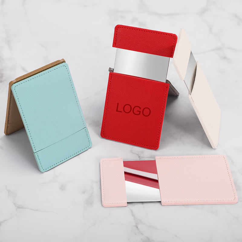 Stainless Steel Mirror w/Leather Cover