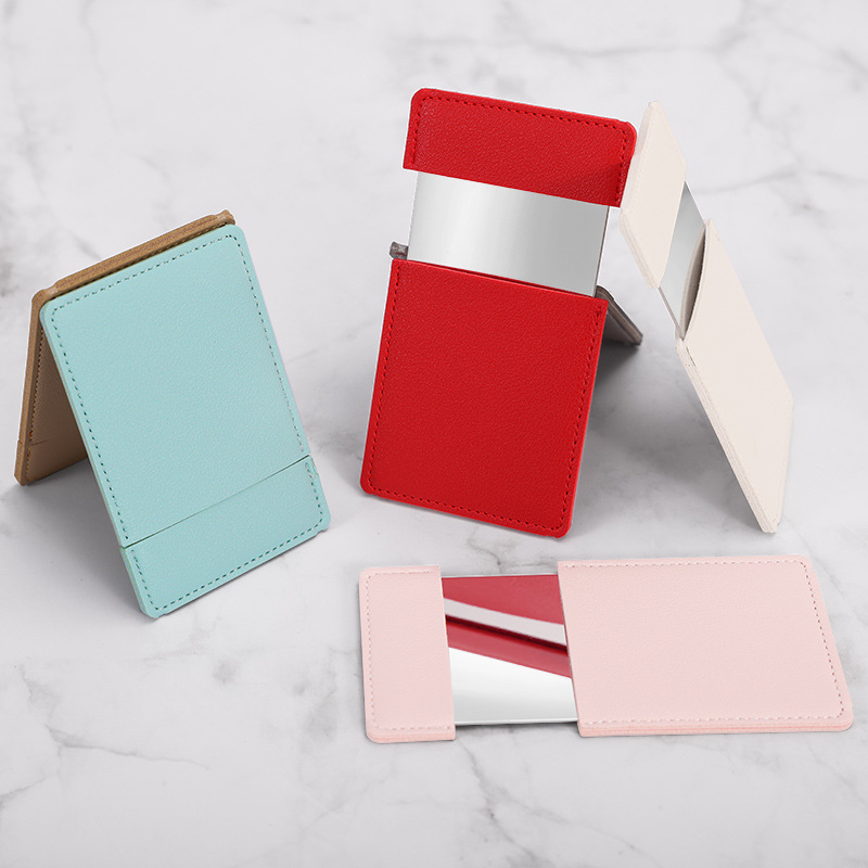 Stainless Steel Mirror w/Leather Cover