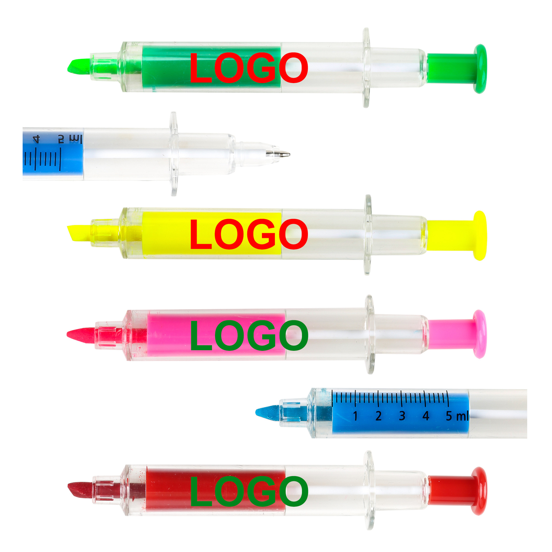 Dual Heads Syringe Shaped Highlighter & Ballpoint Pen