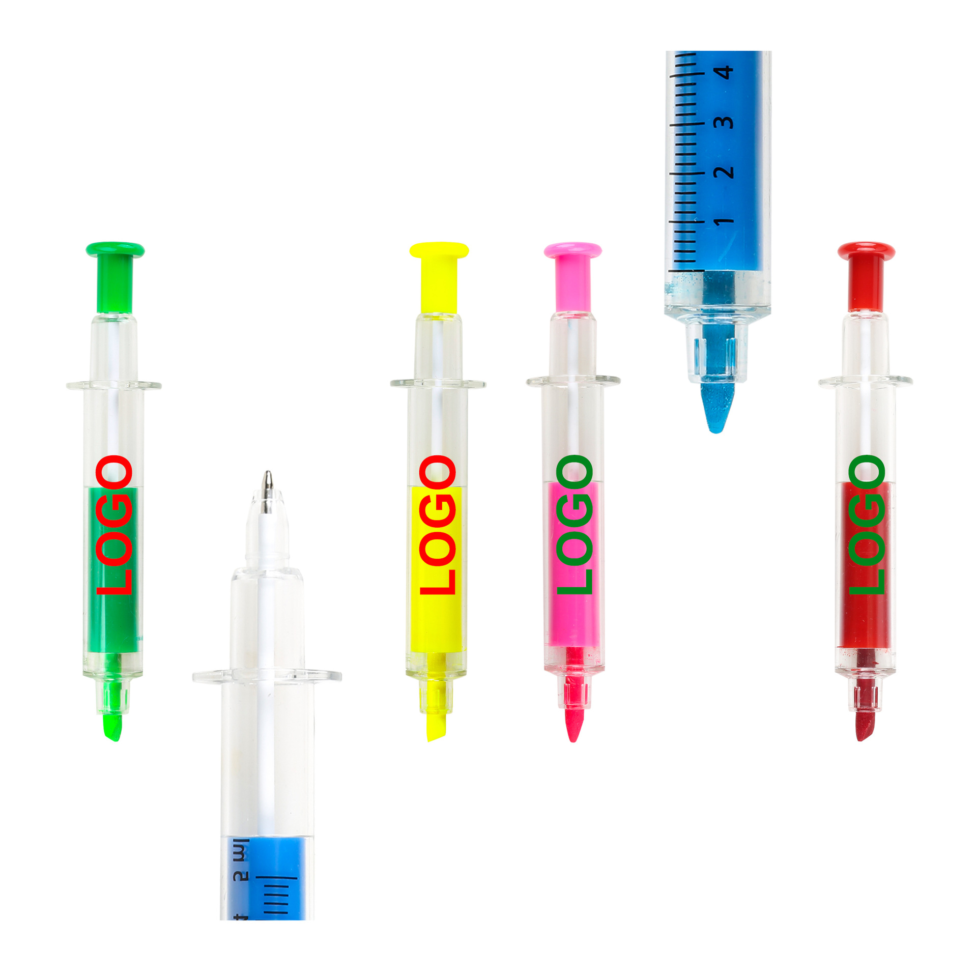 Dual Heads Syringe Shaped Highlighter & Ballpoint Pen