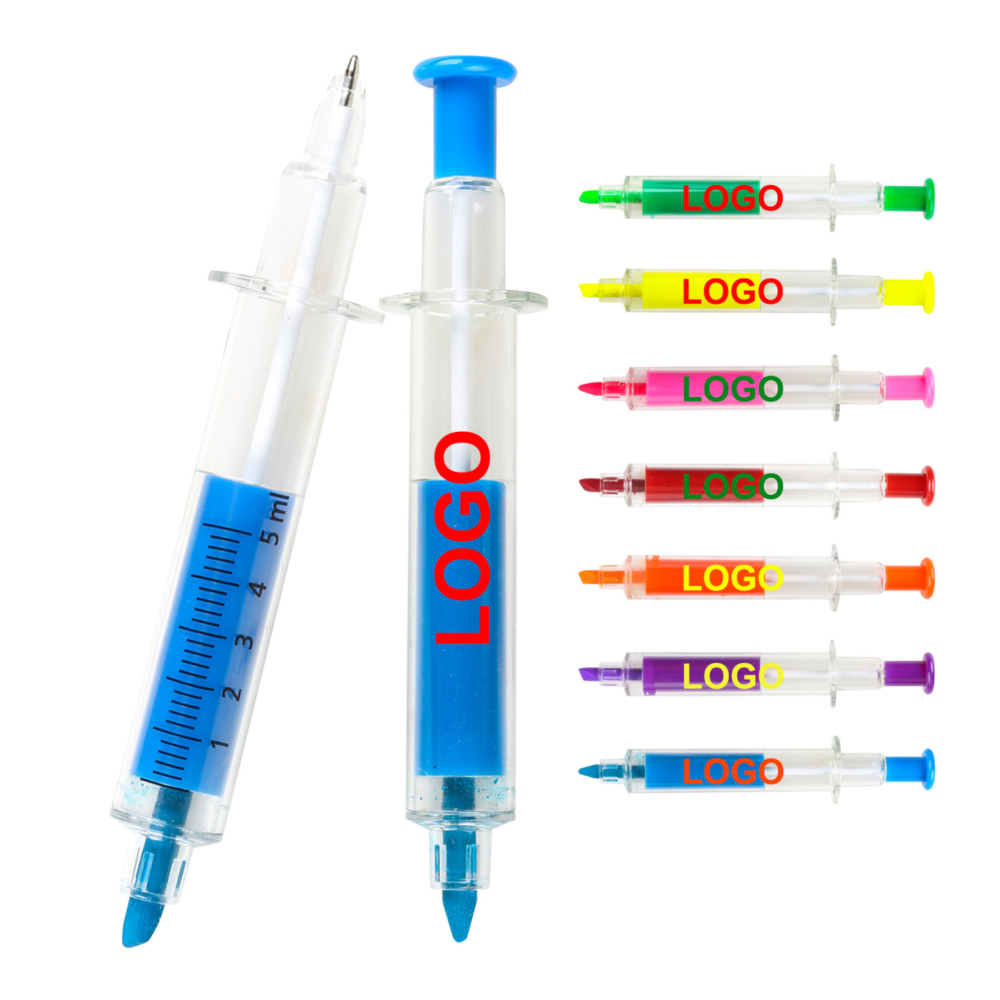 Dual Heads Syringe Shaped Highlighter & Ballpoint Pen