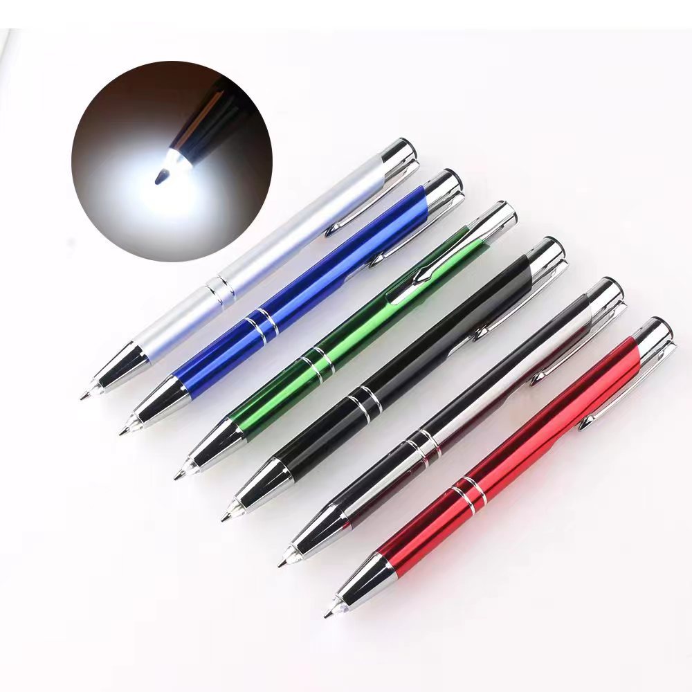 Click Metal Ballpoint Pen w/Light