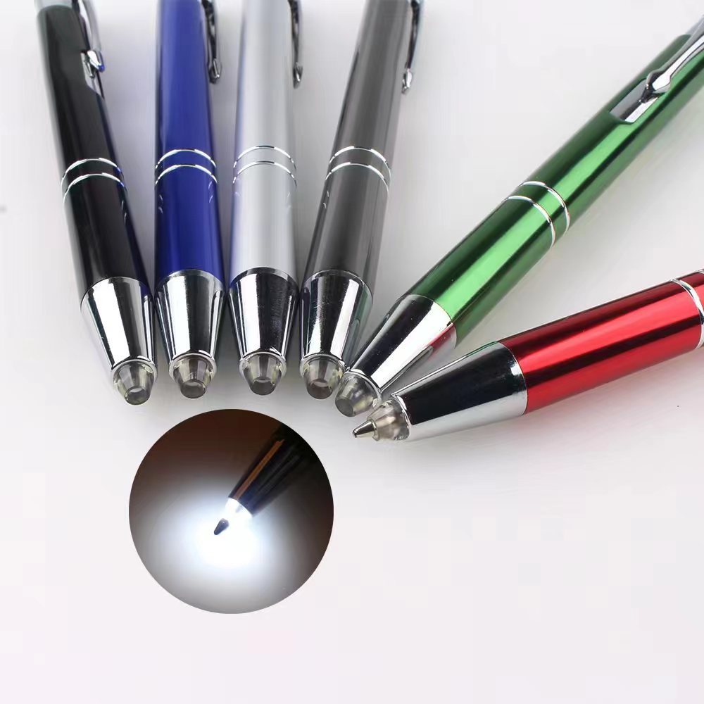 Click Metal Ballpoint Pen w/Light