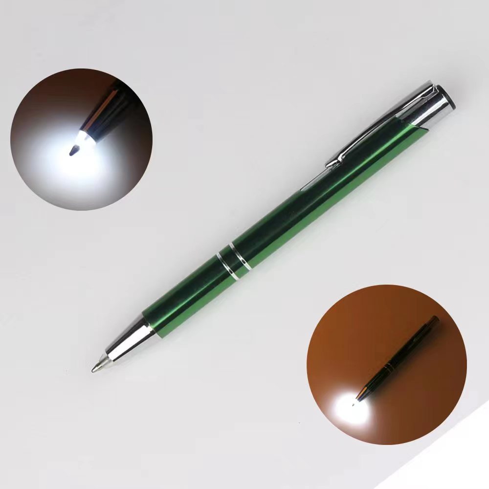 Click Metal Ballpoint Pen w/Light