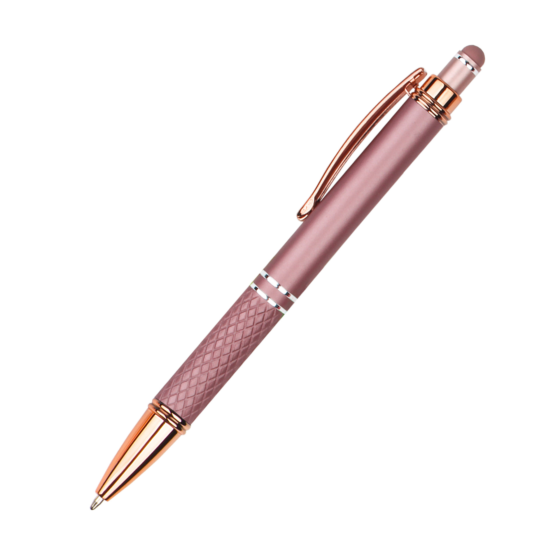 Knurled Metal Click Stylus Ballpoint Pen