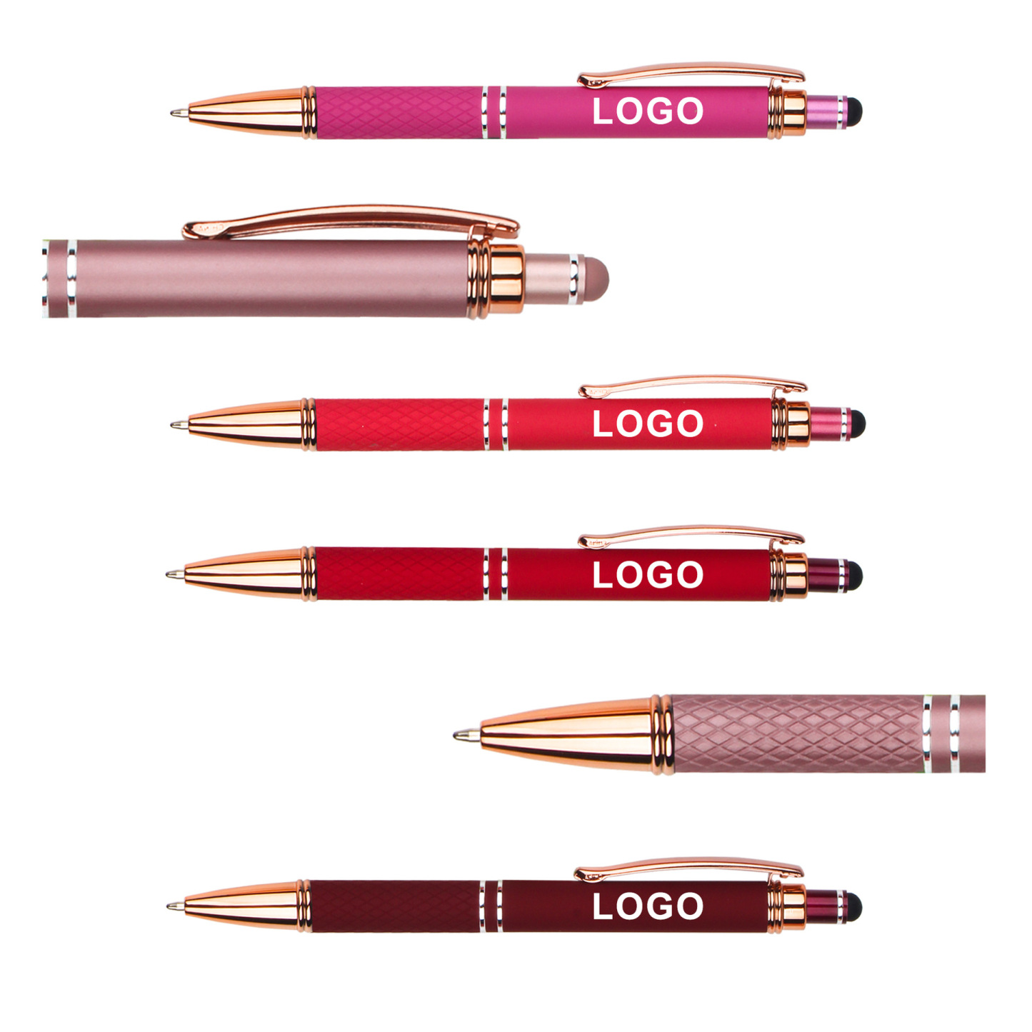 Knurled Metal Click Stylus Ballpoint Pen
