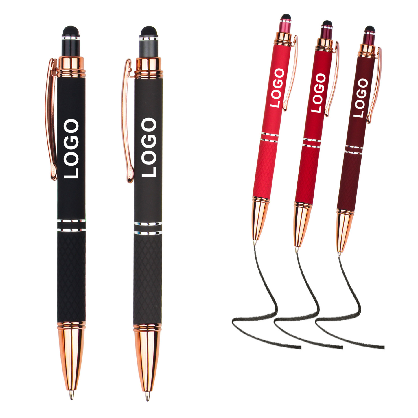 Knurled Metal Click Stylus Ballpoint Pen