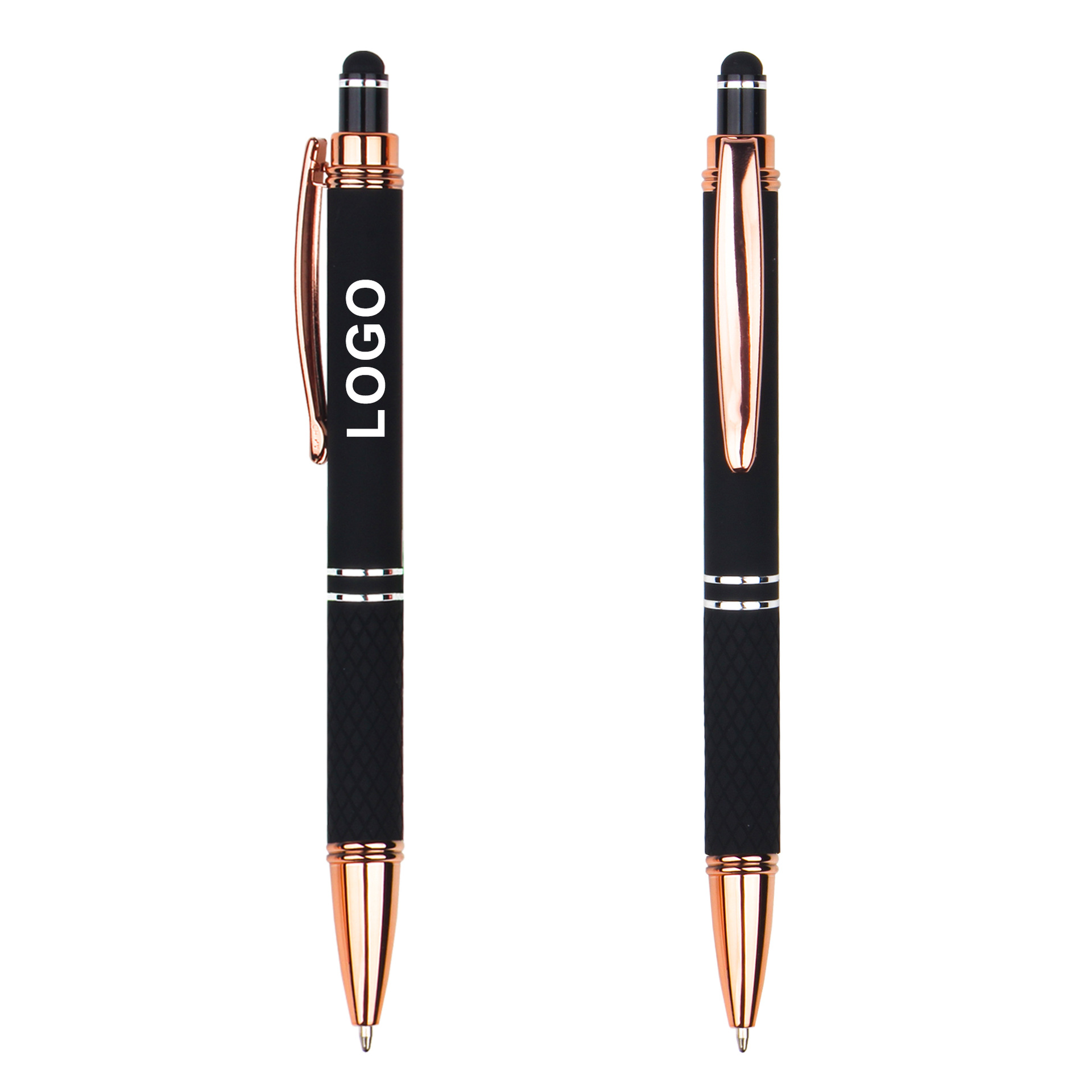 Knurled Metal Click Stylus Ballpoint Pen