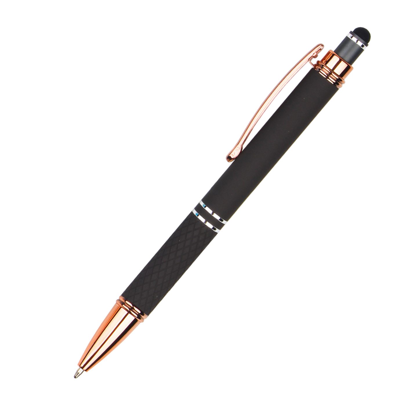 Knurled Metal Click Stylus Ballpoint Pen