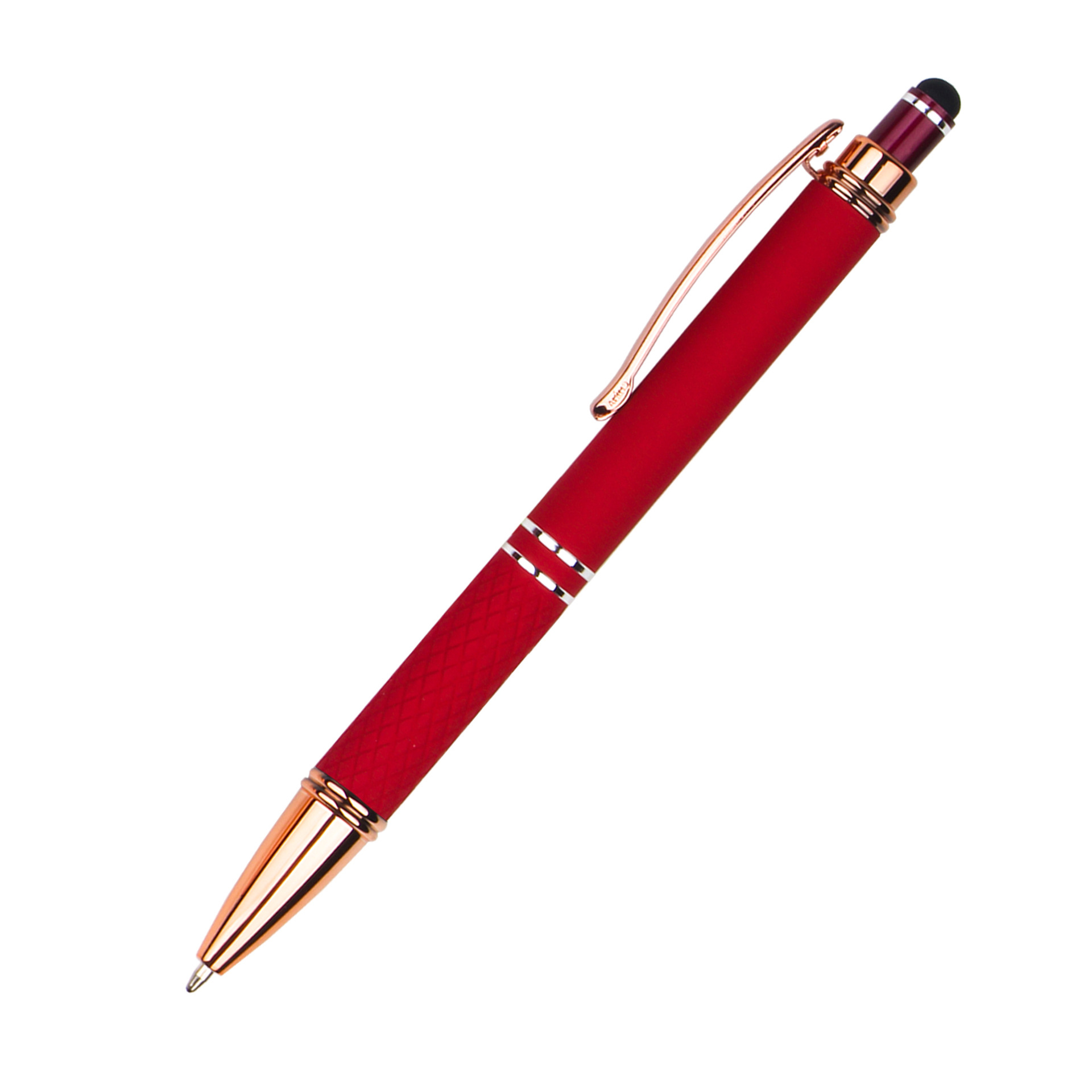 Knurled Metal Click Stylus Ballpoint Pen