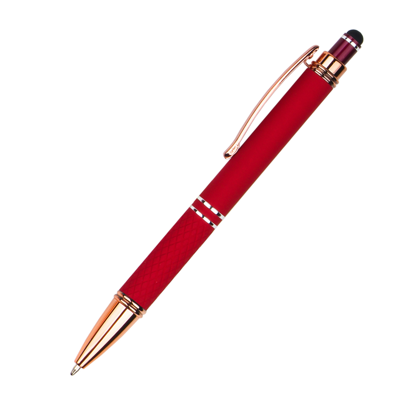 Knurled Metal Click Stylus Ballpoint Pen