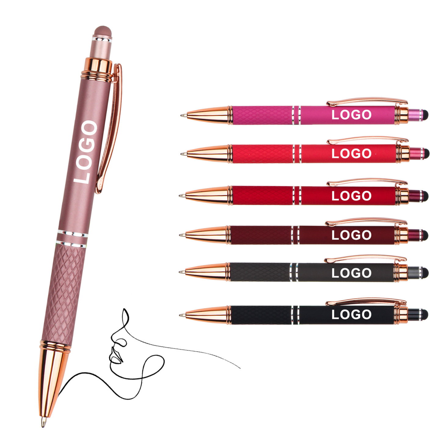 Knurled Metal Click Stylus Ballpoint Pen
