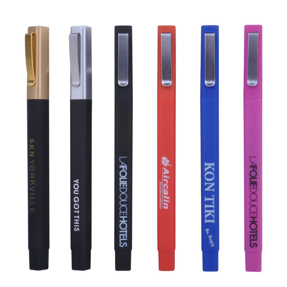 Spray Glued Square Plastic Ballpoint Pen