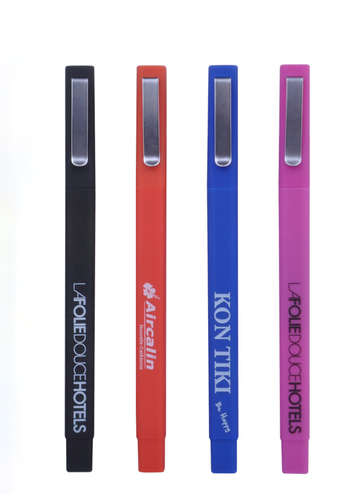 Spray Glued Square Plastic Ballpoint Pen