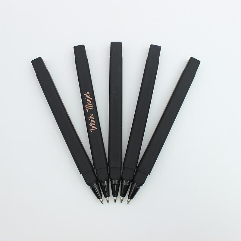 Square Spray Painted Ballpoint Pen w/Gold Cap/Clip