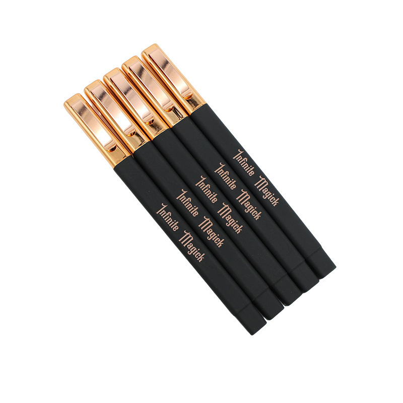 Square Spray Painted Ballpoint Pen w/Gold Cap/Clip