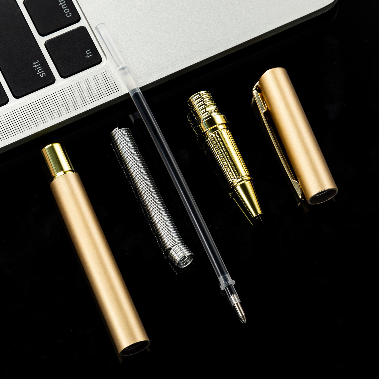 Plastic Gel Pen w/Gold Accents