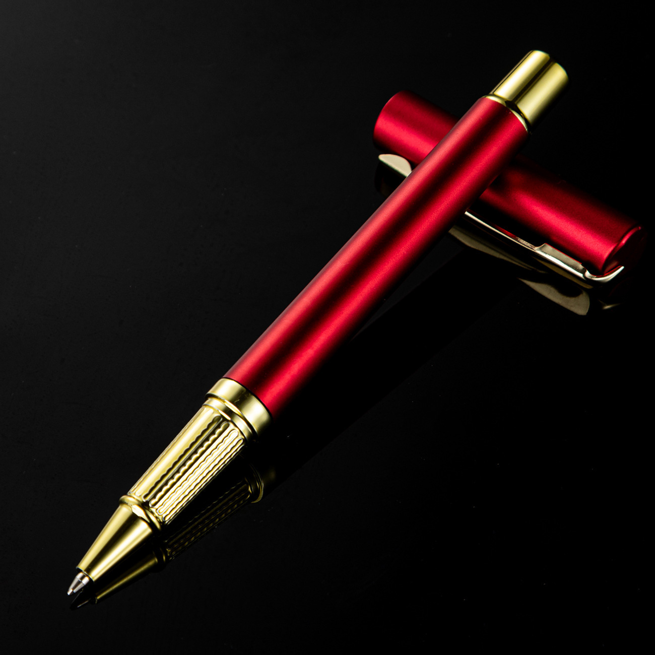 Plastic Gel Pen w/Gold Accents