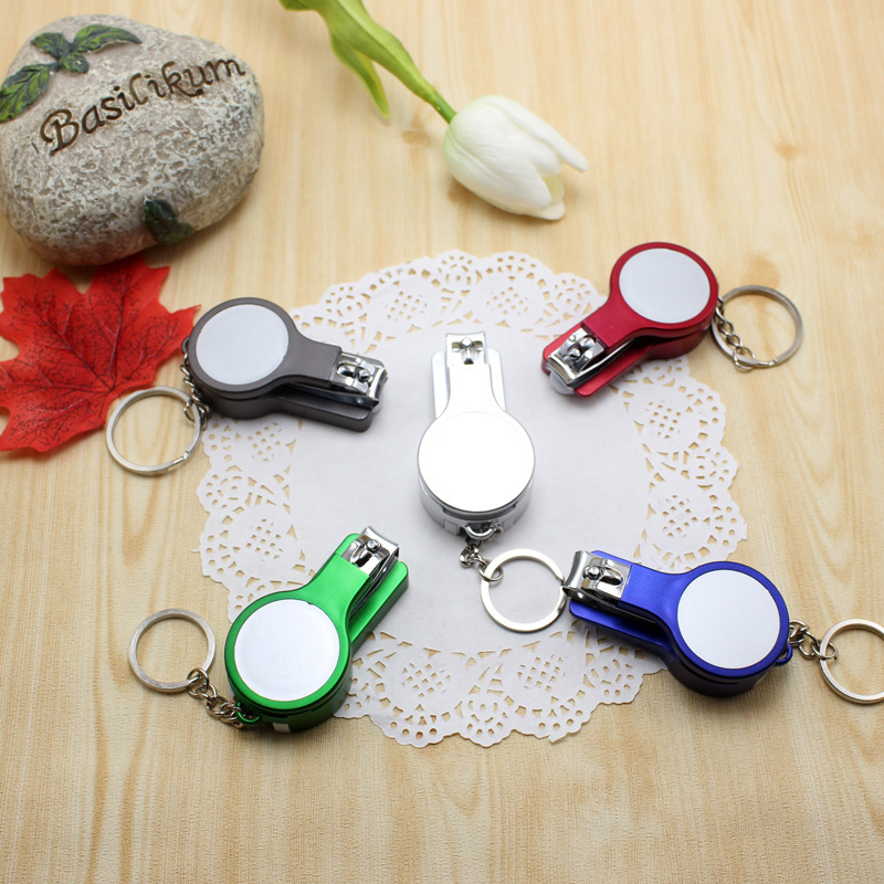 Nail Clipper with Mirror Blue Ink Ballpoint Pen Keychain