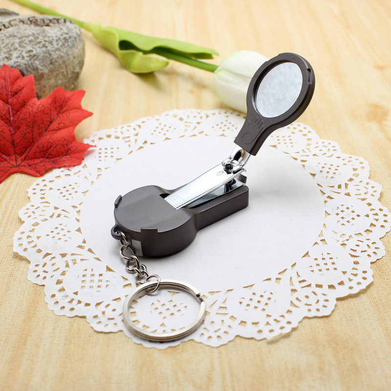 Nail Clipper with Mirror Blue Ink Ballpoint Pen Keychain