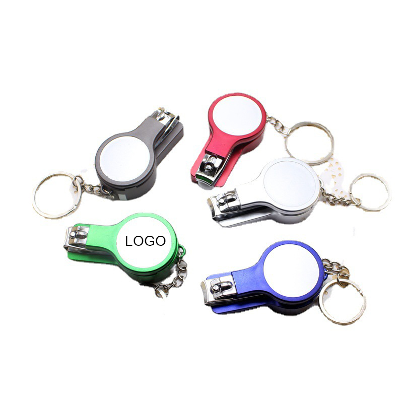 Nail Clipper with Mirror Blue Ink Ballpoint Pen Keychain