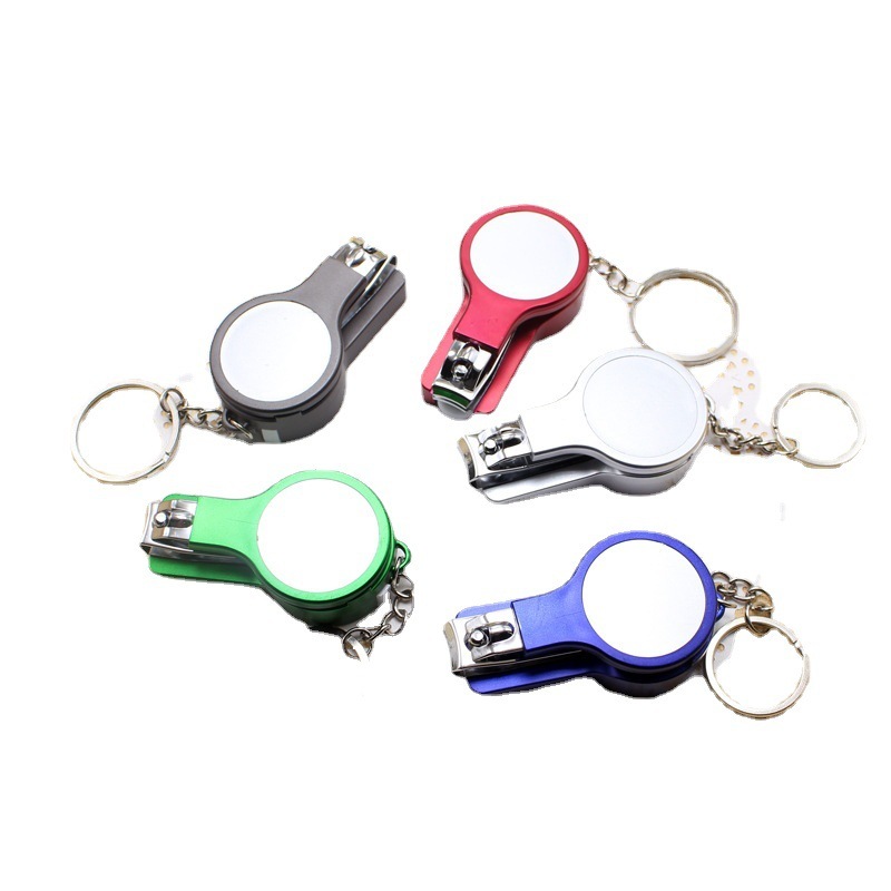 Nail Clipper with Mirror Blue Ink Ballpoint Pen Keychain