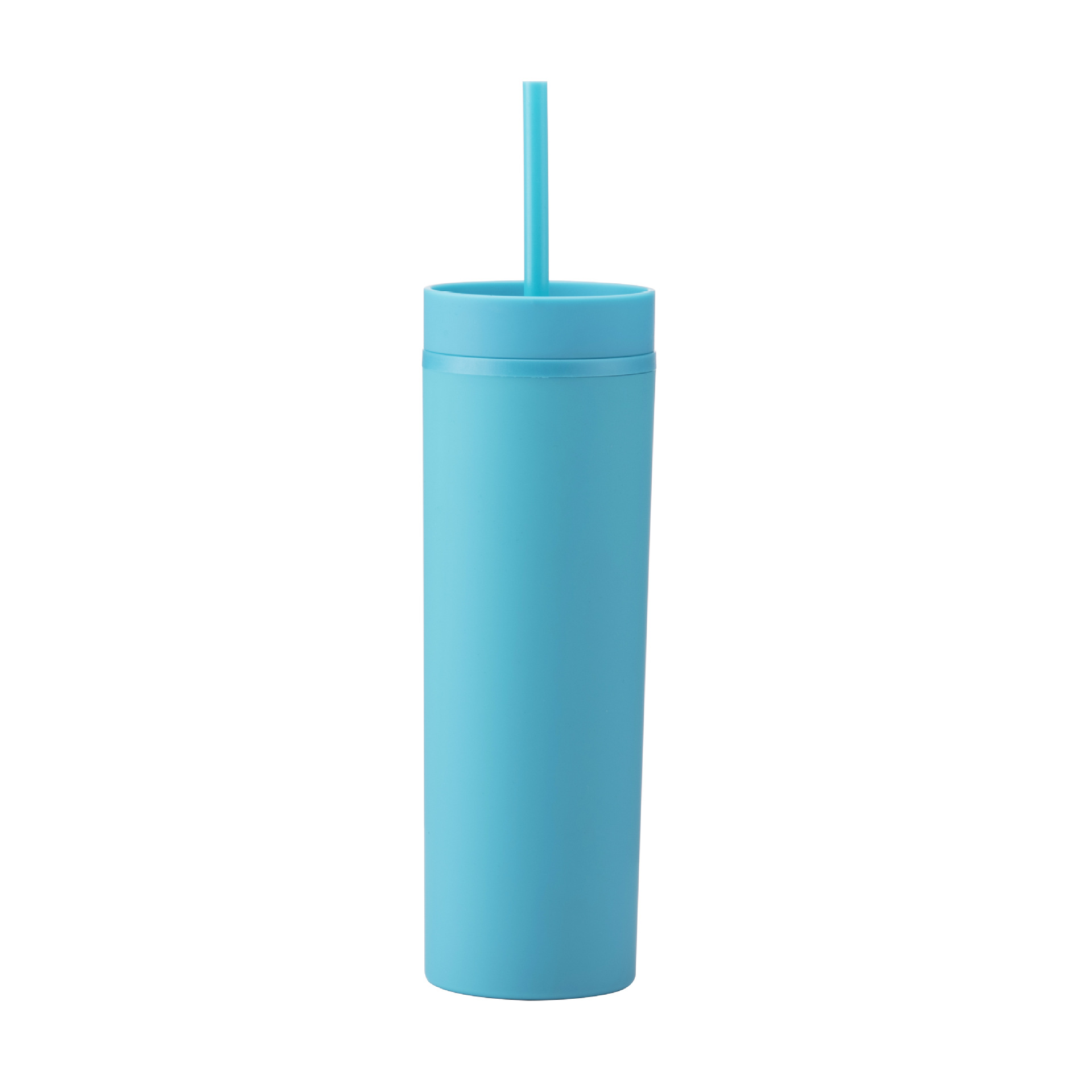 16OZ Double-Wall Plastic Straw Tumbler