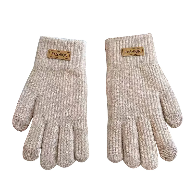 Women's Fleece Lined Thickened Knitted Touch Screen Thermal Gloves