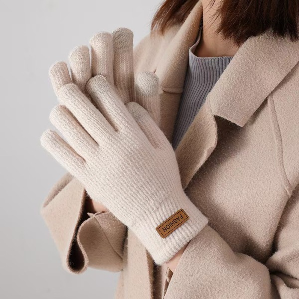 Women's Fleece Lined Thickened Knitted Touch Screen Thermal Gloves