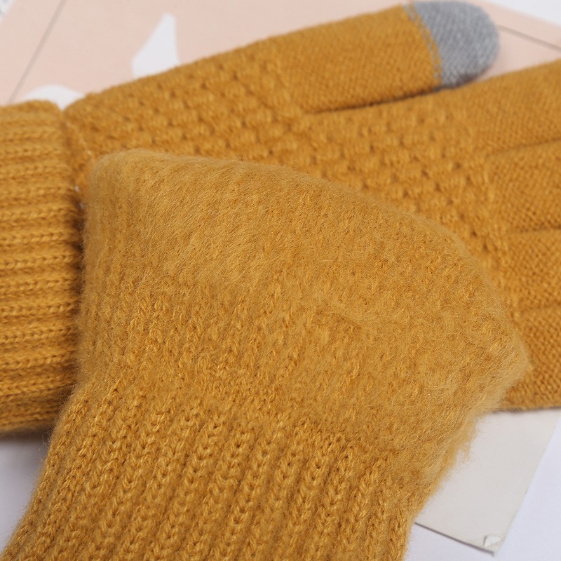 Fleece Lined Thickened Knitted Touch Screen Gloves