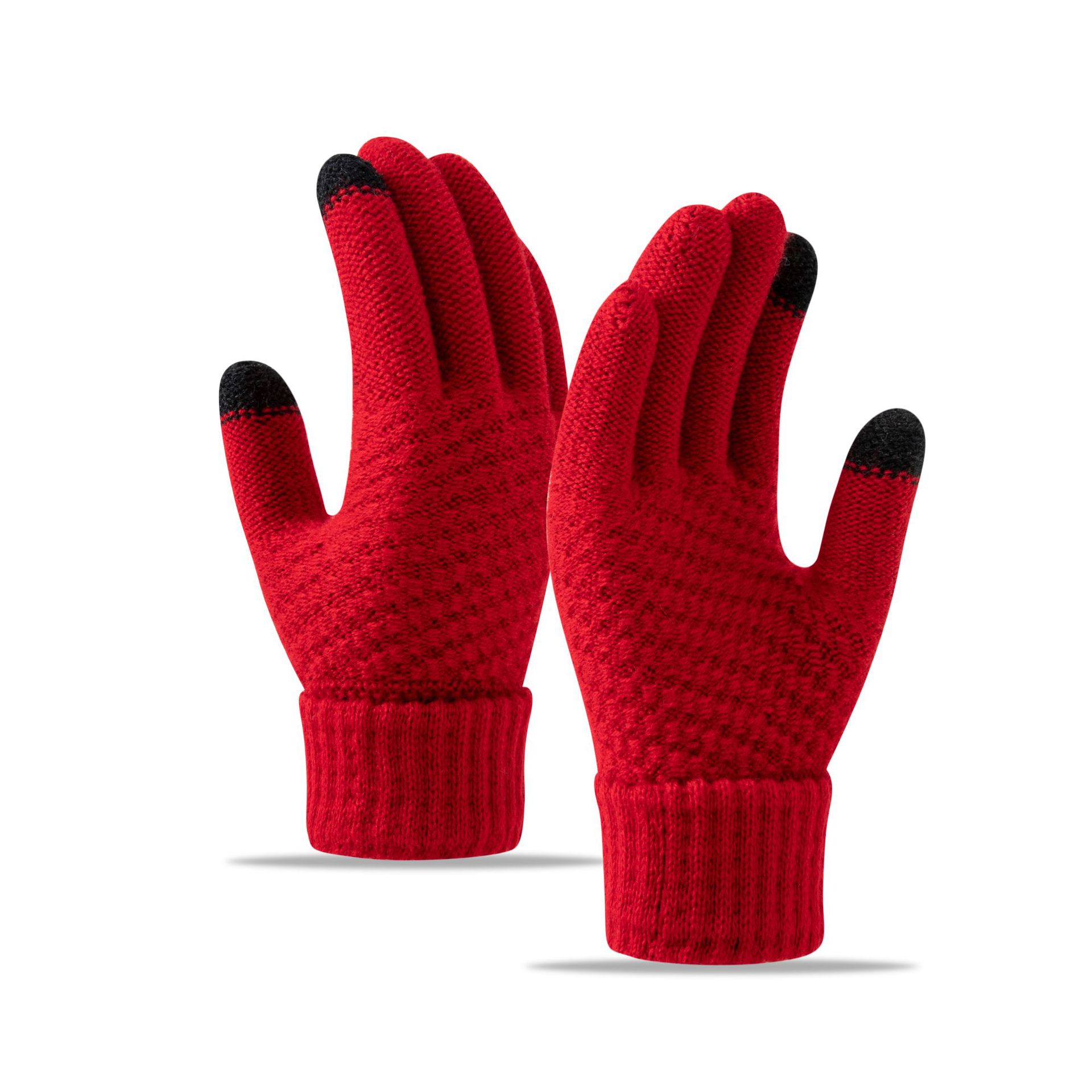 Fleece Lined Thickened Knitted Touch Screen Gloves